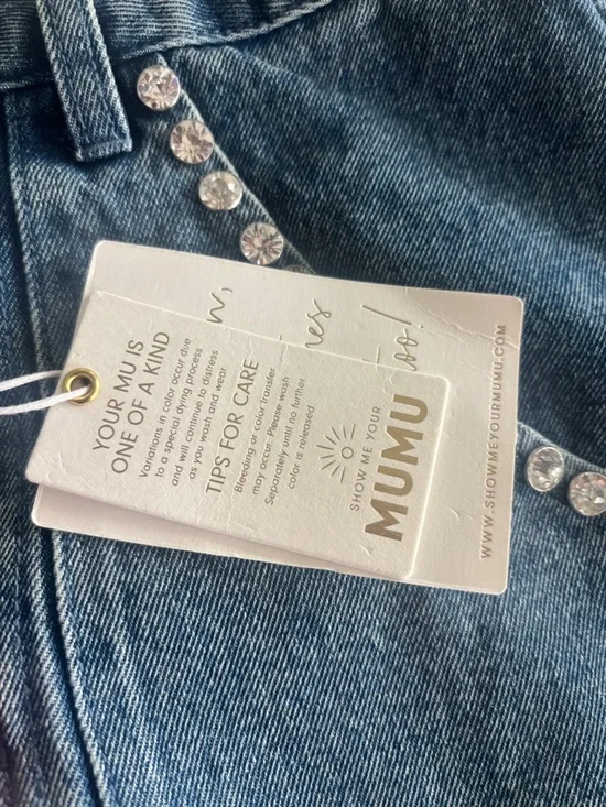 Show Me Your Mumu Blue Denim Mini Skirt with Studded Belt - Picture 6 of 10